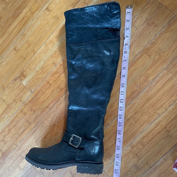 Frye Black Valerie Shearling and Leather Knee High Riding Boots - Picture 13 of 16